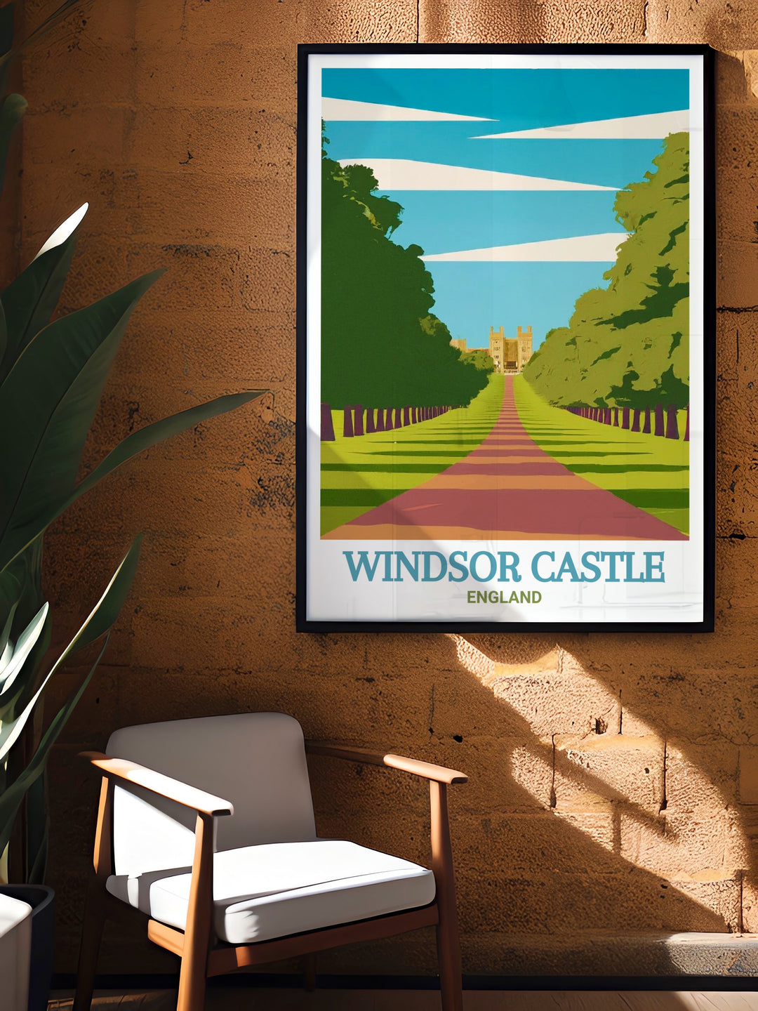 Canvas art featuring The Long Walk at Windsor Castle, offering a serene view of one of Britains most famous avenues. Ideal as a gift or decor piece, this print showcases the royal charm and historic significance of Windsor Castles surroundings.