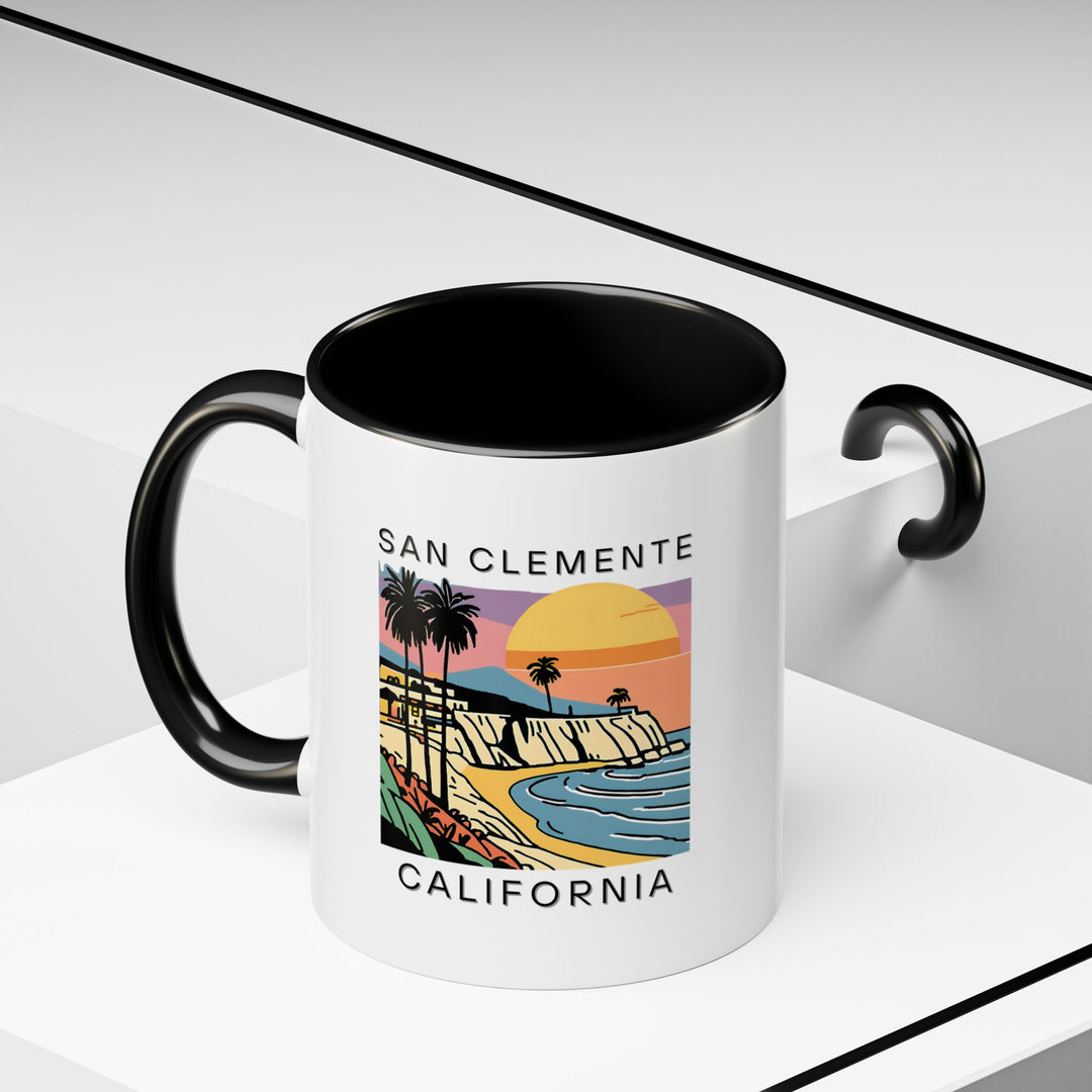 Bring a piece of San Clemente into your daily routine with this stunning mug. Featuring colorful beach artwork, it’s perfect for coffee or tea. Dishwasher and microwave safe, it’s ideal for gifting or enjoying personal moments with your favorite beverage.