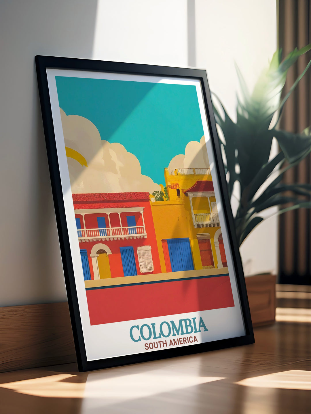 Colombia Travel Poster brings together the historical beauty of Cartagenas Walled City and the natural splendor of Caño Cristales. This artwork is perfect for travelers and nature enthusiasts who want to bring a piece of Colombias beauty into their home.