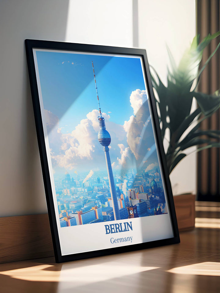 Detailed Berlin art print with the Berliner Fernsehturm ideal for adding a touch of German culture to your living space.