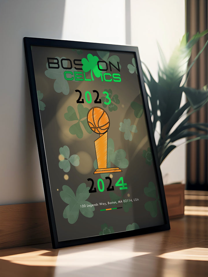 Boston print celebrating the Boston Celtics with vibrant and high quality artwork featuring legends like Jaylen Brown and Paul Pierce a perfect addition to any space ideal for thoughtful gifts for boys and dads