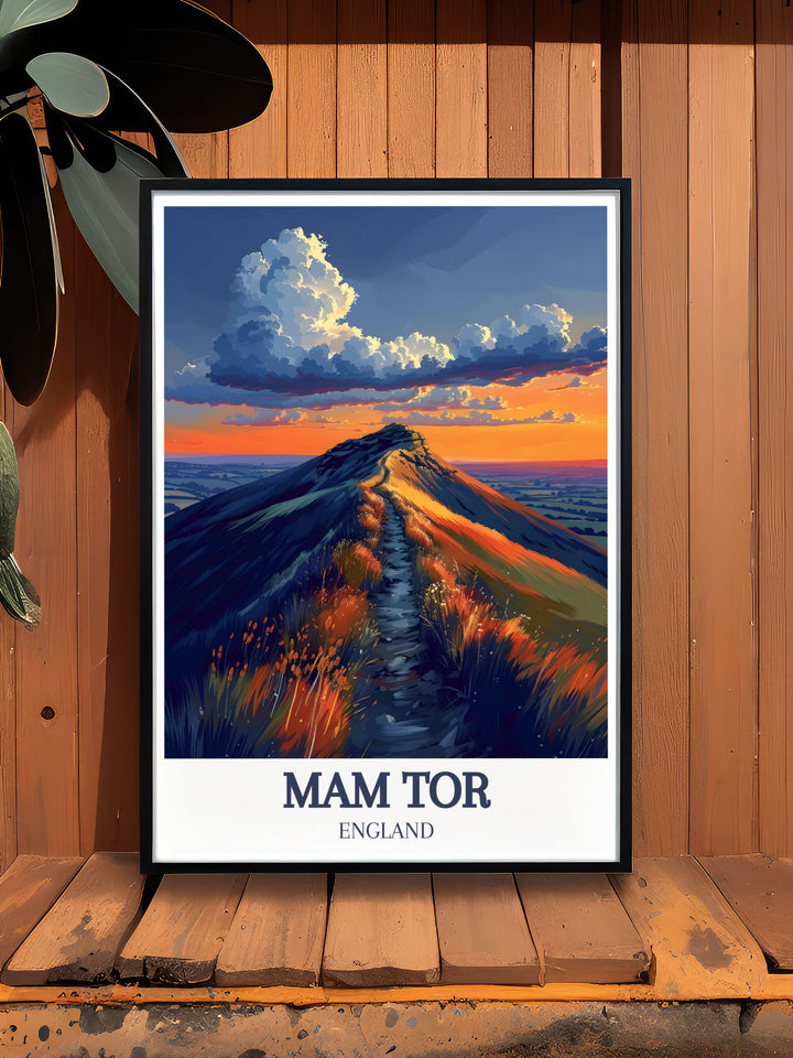 The Great Ridge art print highlighting Mam Tor Ridge walk and the stunning Peak District scenery ideal for creating a sophisticated living room decor or as a unique gift for outdoor enthusiasts