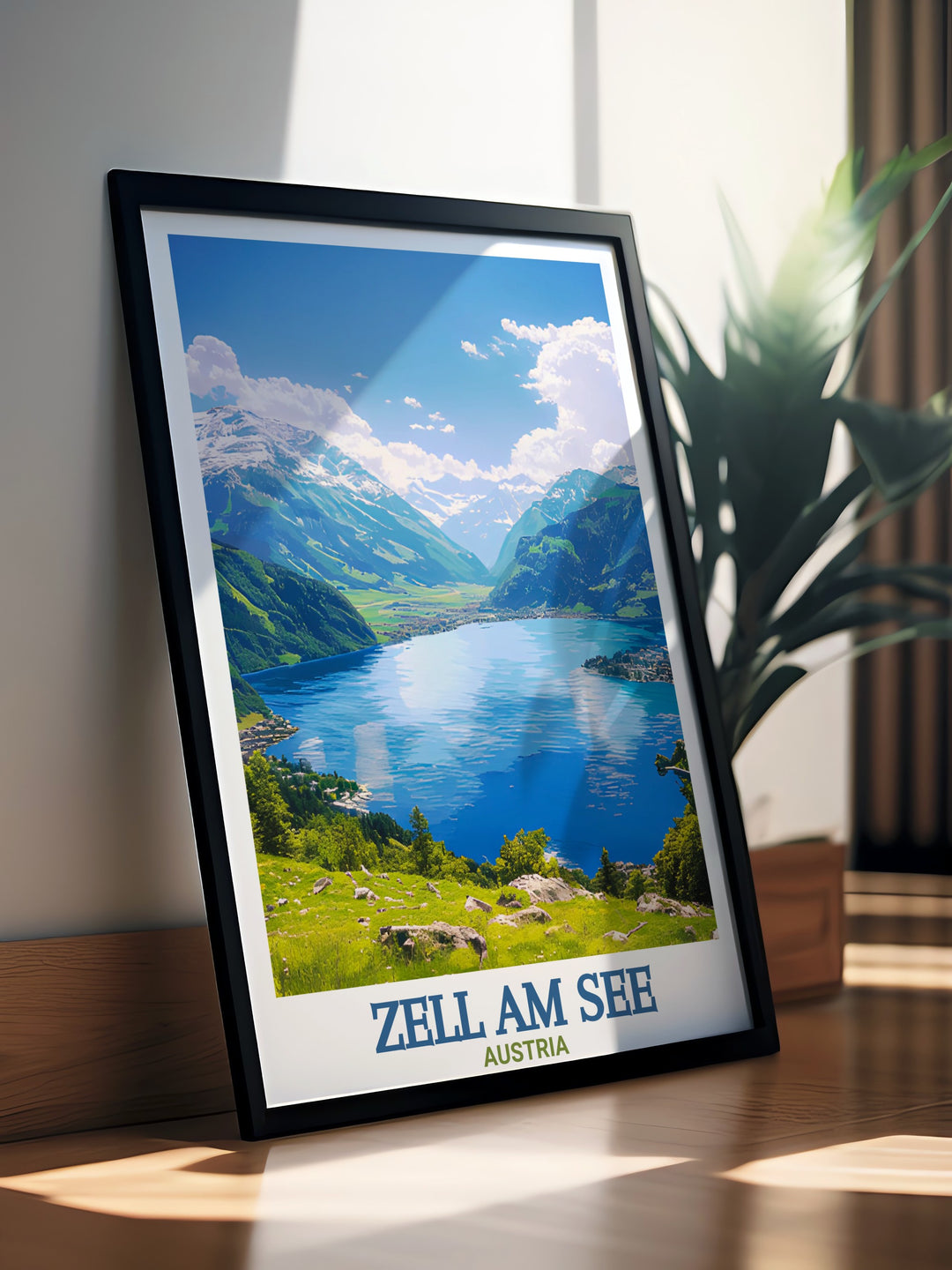 Lake Zell artwork capturing the essence of tranquil lake views and alpine splendor ideal for creating a stunning focal point in your home or office