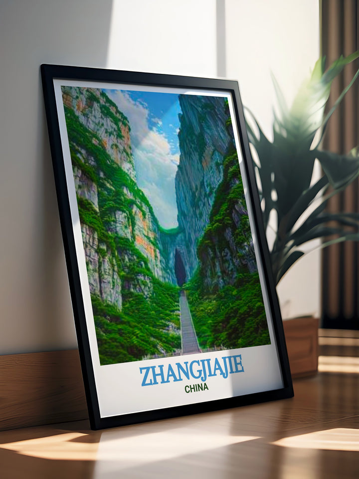 Modern decor print of Tianmen Mountain a stunning representation of Zhangjiajie China perfect for enhancing your home or office interior with a touch of natural beauty