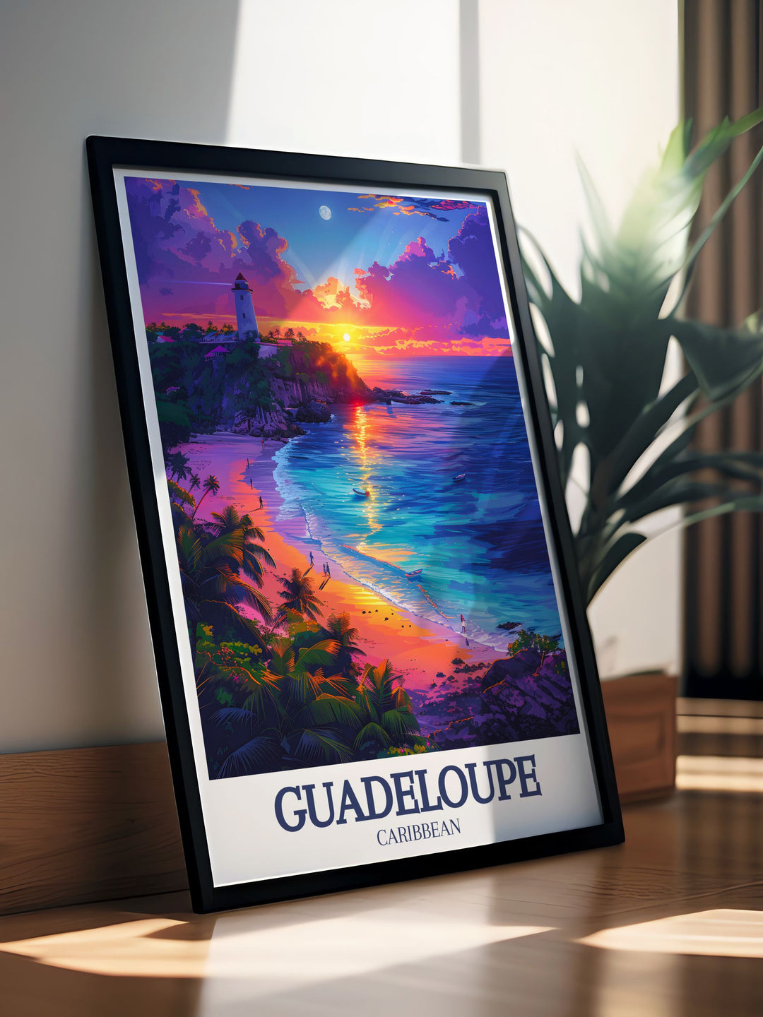 This detailed art print of Guadeloupe highlights the islands vibrant culture and stunning natural beauty. Perfect for travelers and art enthusiasts, this poster brings the charm of the Caribbean into your living space.