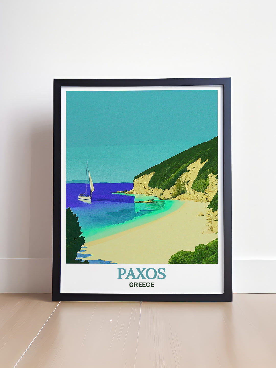 Greece island print featuring Erimitis Beach on Paxos captures the essence of serene coastal beauty perfect for those who love Greece travel prints and artwork this piece is ideal for living rooms bedrooms and offices seeking a peaceful aesthetic