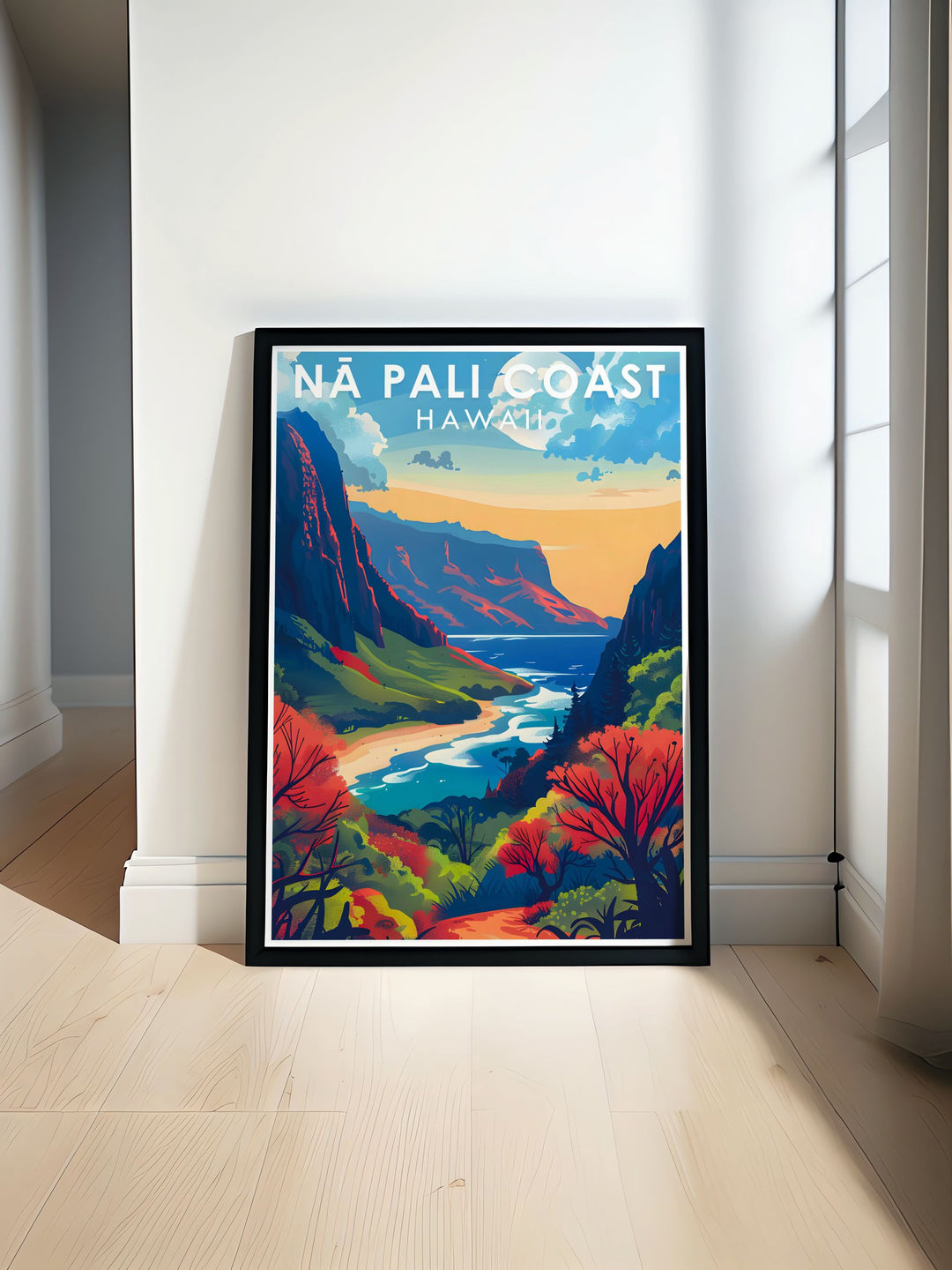 Enhance your home with stunning Hawaii wall art featuring Na Pali Coast. These prints showcase the vibrant landscapes and serene beauty of Hawaii perfect for any room.