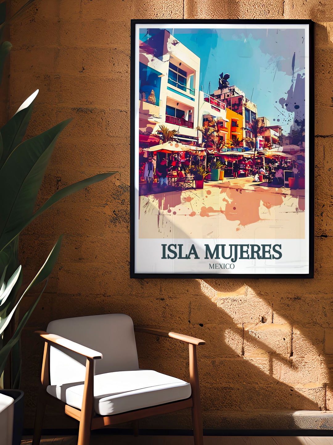 Beautiful Isla Mujeres street map art print highlighting Centro, Avenida Miguel Hidalgo perfect for creating a modern and chic ambiance in your home decor.