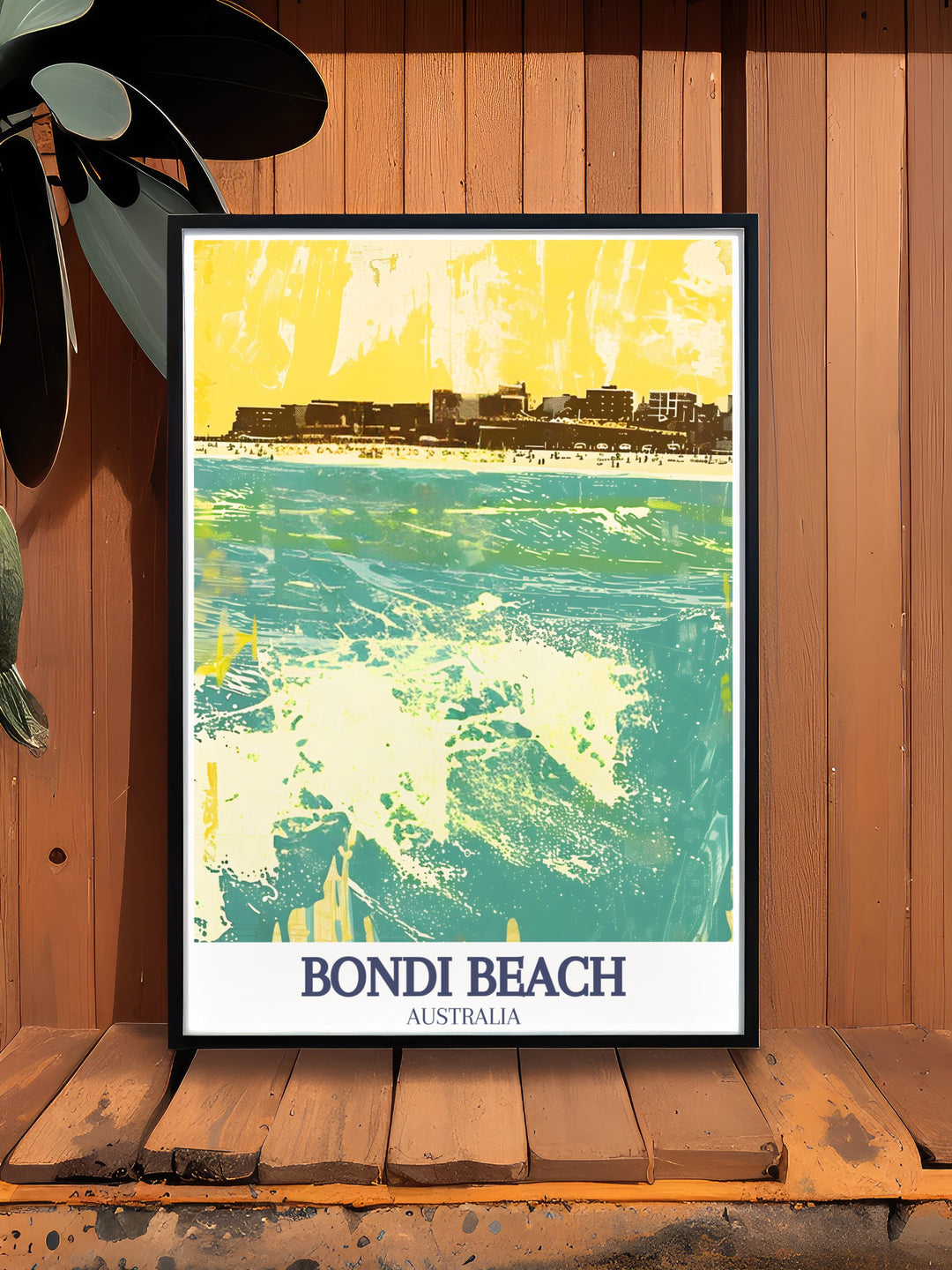Framed print of Sydney Harbour highlighting the architectural beauty of the Sydney Opera House and Harbour Bridge. Bondi, South Bondi Beach artwork captures the essence of the beachs dynamic atmosphere, perfect for enhancing your interior design.