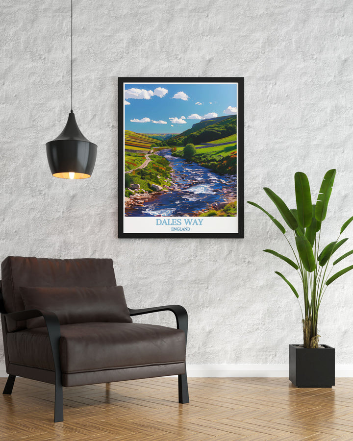 Modern wall decor featuring the tranquil beauty of Wharfedale, ideal for bringing a touch of English countryside charm into your home.