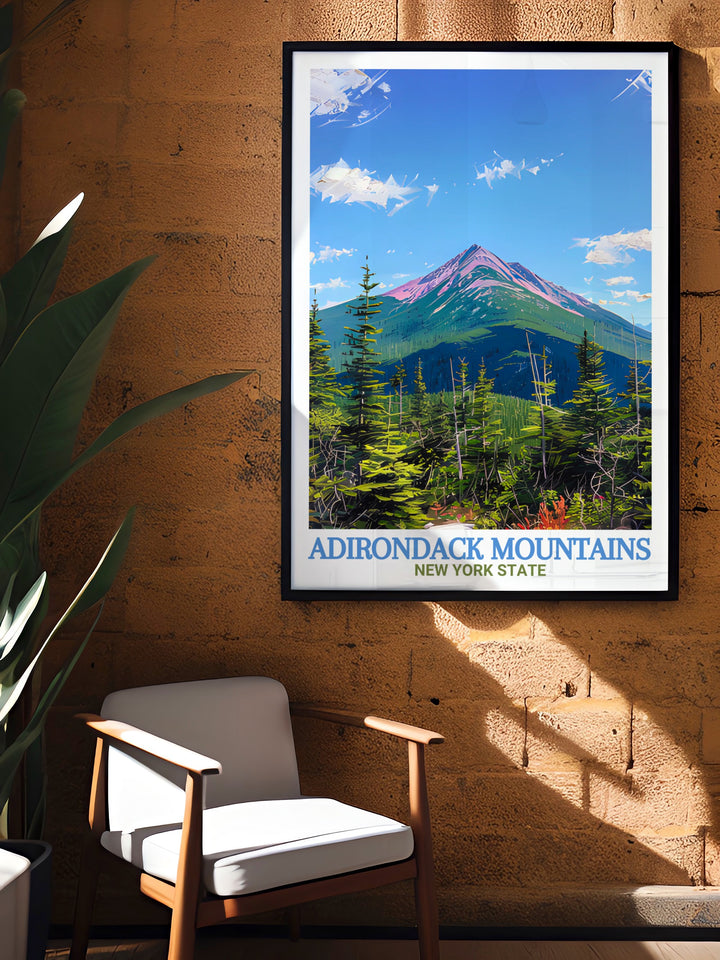 Adirondack wall art of Mount Marcy adds sophistication and nature inspired beauty to your home decor with its intricate details and stunning design of New Yorks highest peak