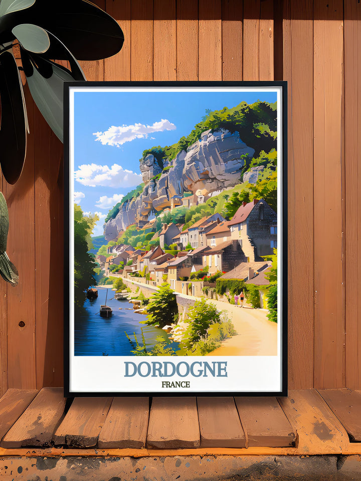 This art print of La Roque Gageac showcases the villages unique blend of history and natural beauty, making it a standout piece for any decor.