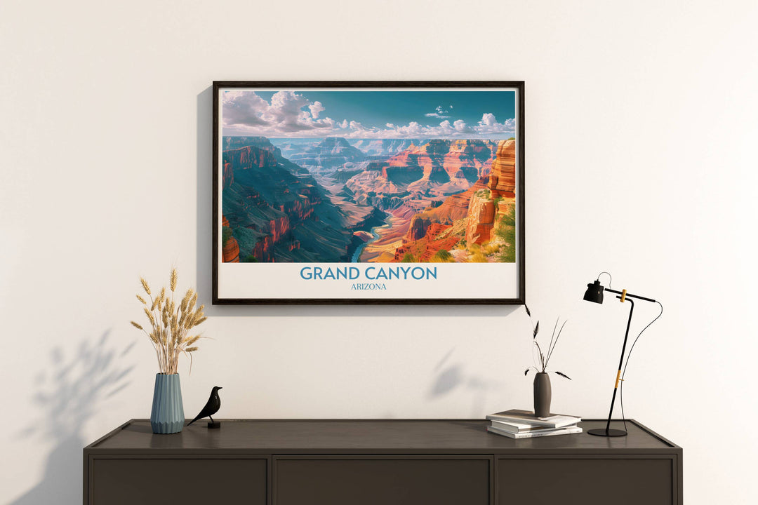 Arizona Trail Map and The Grand Canyon print designed for hiking enthusiasts celebrating the spirit of exploration and the breathtaking landscapes of Americas national parks perfect for home or office decor.