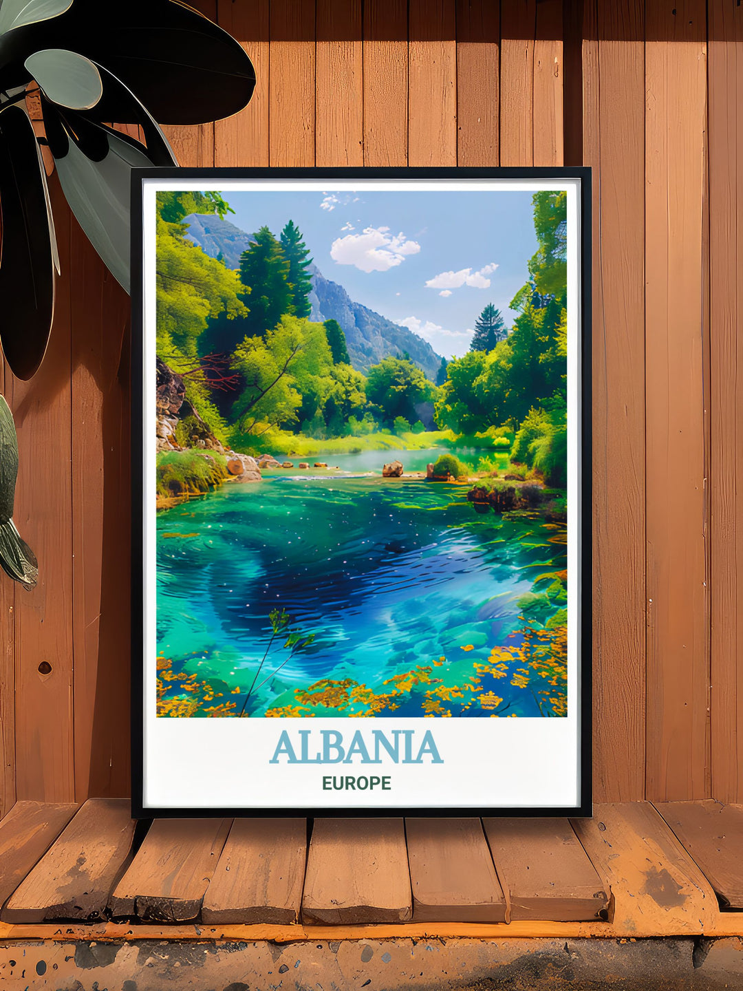 Syri i Kalter Stunning Prints showcasing the vibrant and serene beauty of Albanias famous landmark with detailed artwork ideal for creating an elegant atmosphere in your home or for giving as a special gift for any occasion