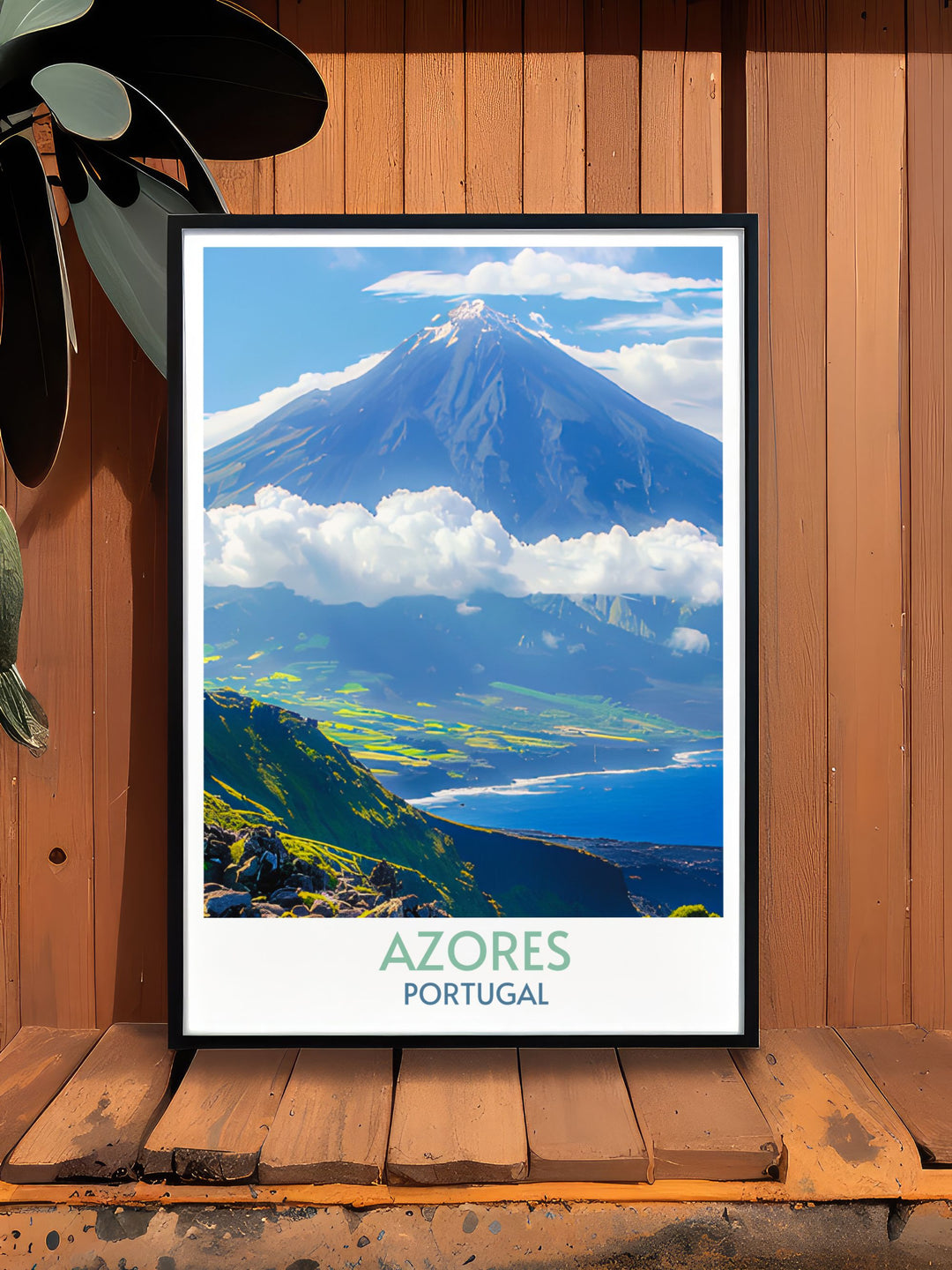 Detailed street map of Azores, focusing on Pico Island and Mount Pico, ideal for celebrating Portuguese heritage through wall art.