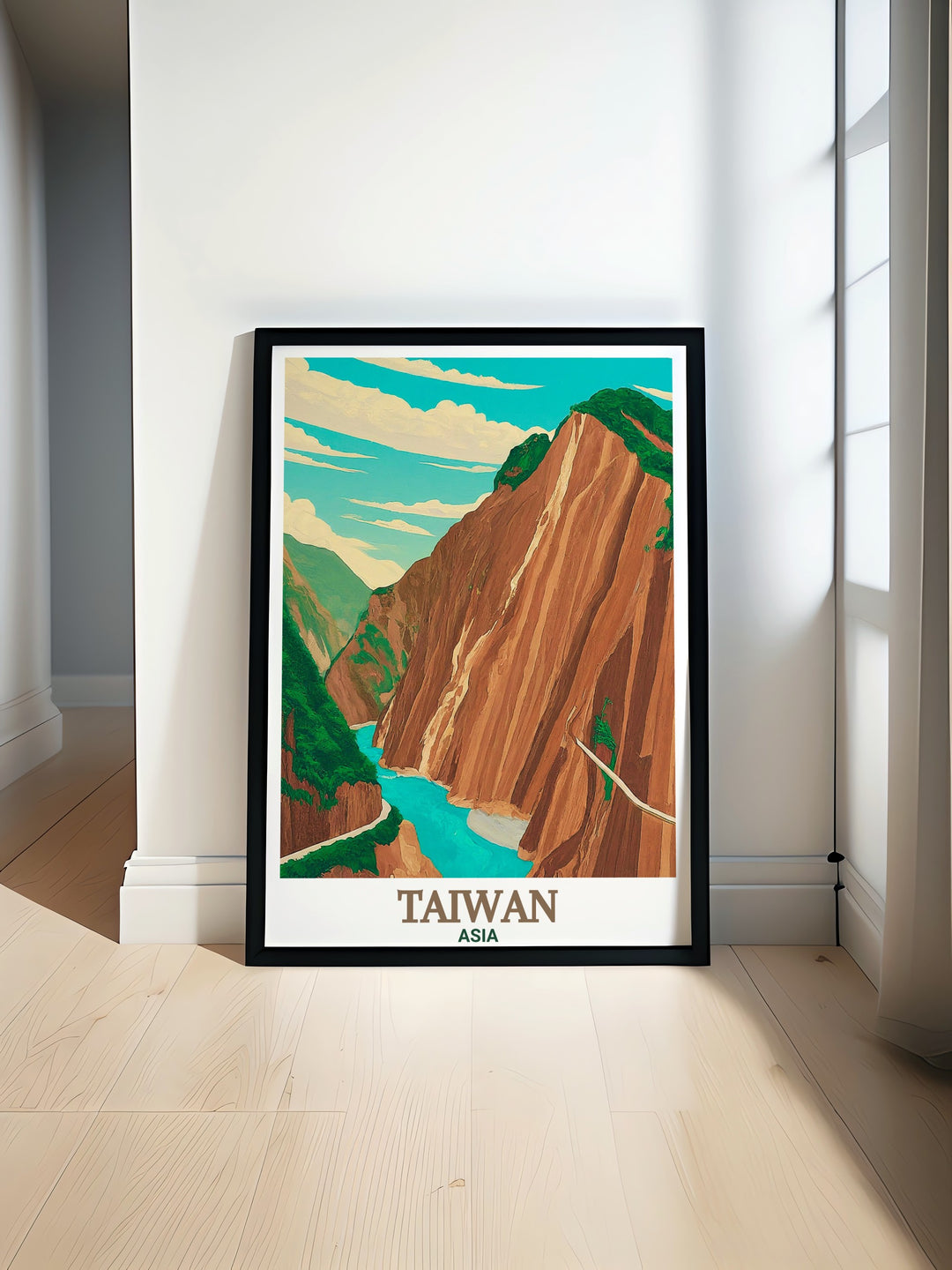 Taroko Gorge modern prints showcasing the breathtaking landscapes and serene ambiance of Taiwans famous national park perfect for elegant home decor and adding a touch of sophistication to your living room