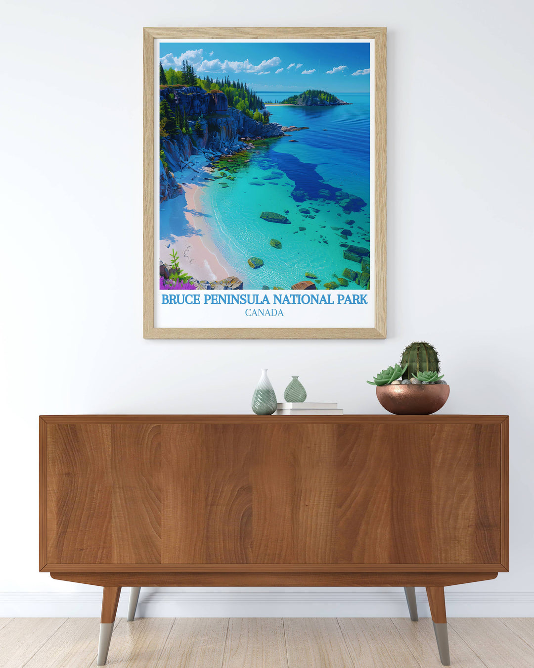 The Flowerpot Island Wall Art beautifully depicts the distinctive flowerpot shaped rock formations and crystal clear waters of this Canadian treasure adding elegance and tranquility to any room in your home with its detailed craftsmanship