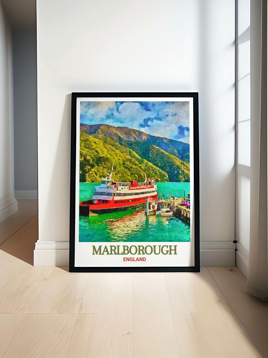 Scenic wall art of Picton, featuring vibrant colors and detailed landscapes of Marlborough. An exquisite addition to any decor. This print brings the tranquil beauty of New Zealand into your home, providing a constant reminder of its natural charm.