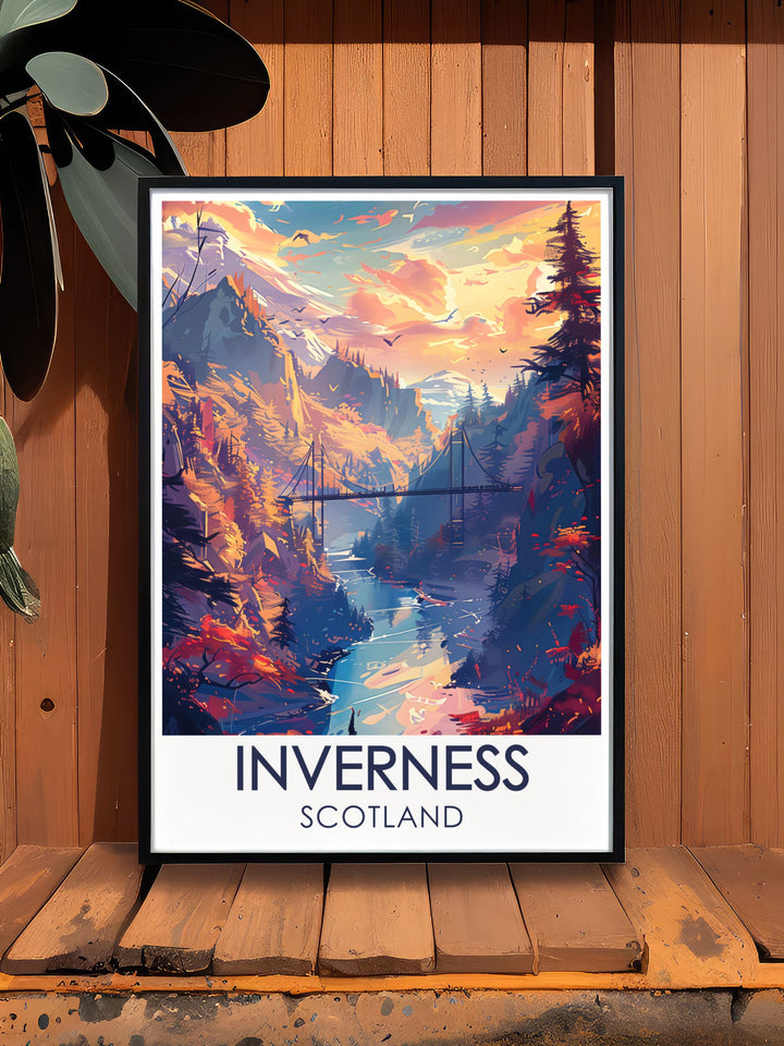 Framed art featuring Inverness Castle, with detailed views of its impressive structure and the surrounding Highlands, bringing Scottish heritage into your home.