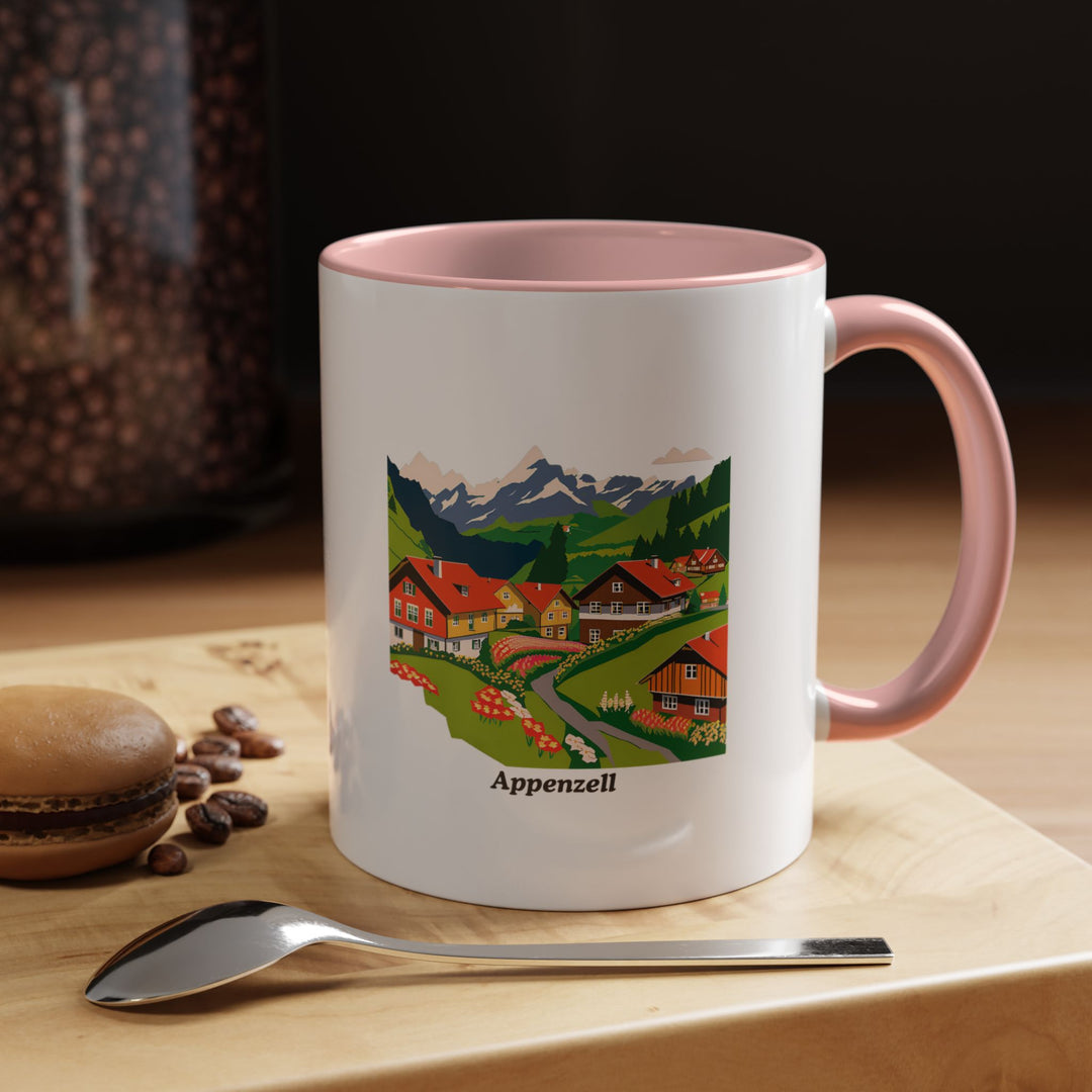 Enjoy your favorite beverage in this beautifully crafted Appenzell mug. Showcasing stunning views of the Swiss Alps, this mug is perfect for coffee or tea. Dishwasher and microwave safe, it is ideal for those who appreciate nature and Swiss landscapes.