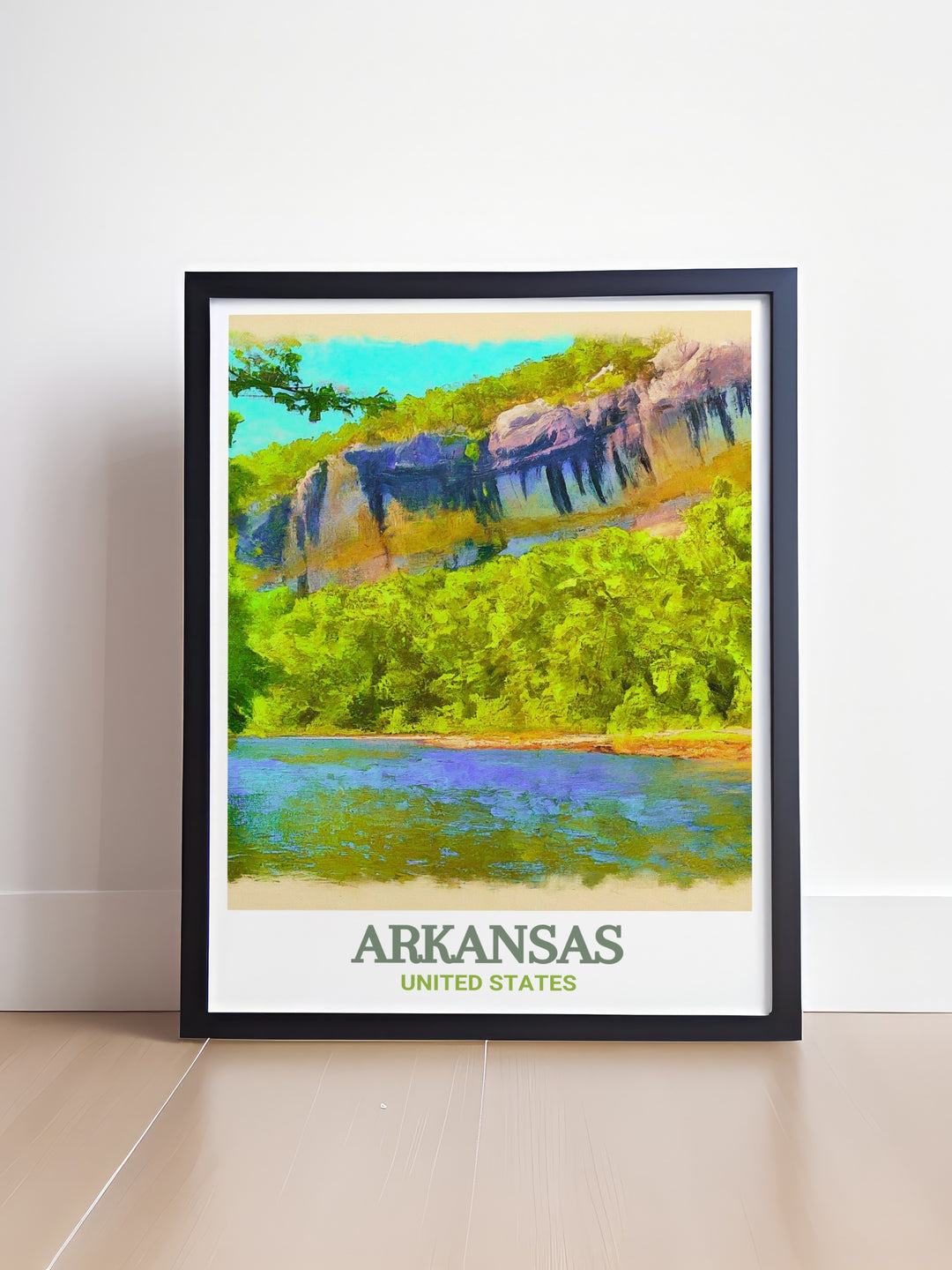 Wall art of Buffalo National River in Arkansas, capturing the enchanting natural landscapes of the region. This print is designed to bring the relaxing beauty of the river into your home, serving as a constant reminder of Arkansass charm.