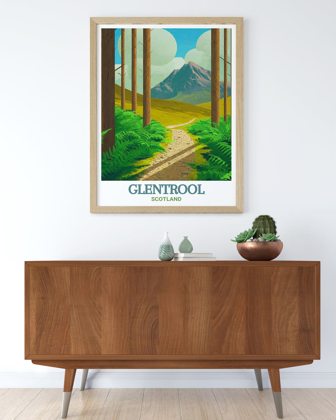 Add a touch of adventure to your home with this Glentrool Trailhead cycling wall art showcasing the mountain bike trails that wind through the stunning Loch Trool region a must have for outdoor enthusiasts and cyclists alike.