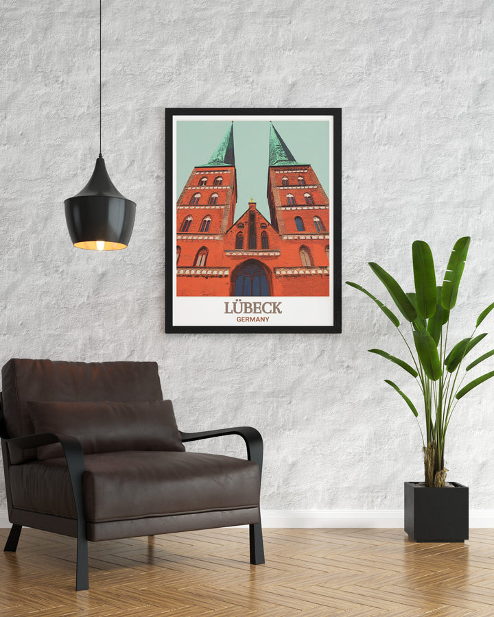 Elegant Germany decor featuring Marienkirche from Lubeck this art print is perfect for those who appreciate the rich cultural heritage of Germany a stunning piece that adds historical significance and aesthetic appeal to any room in your home