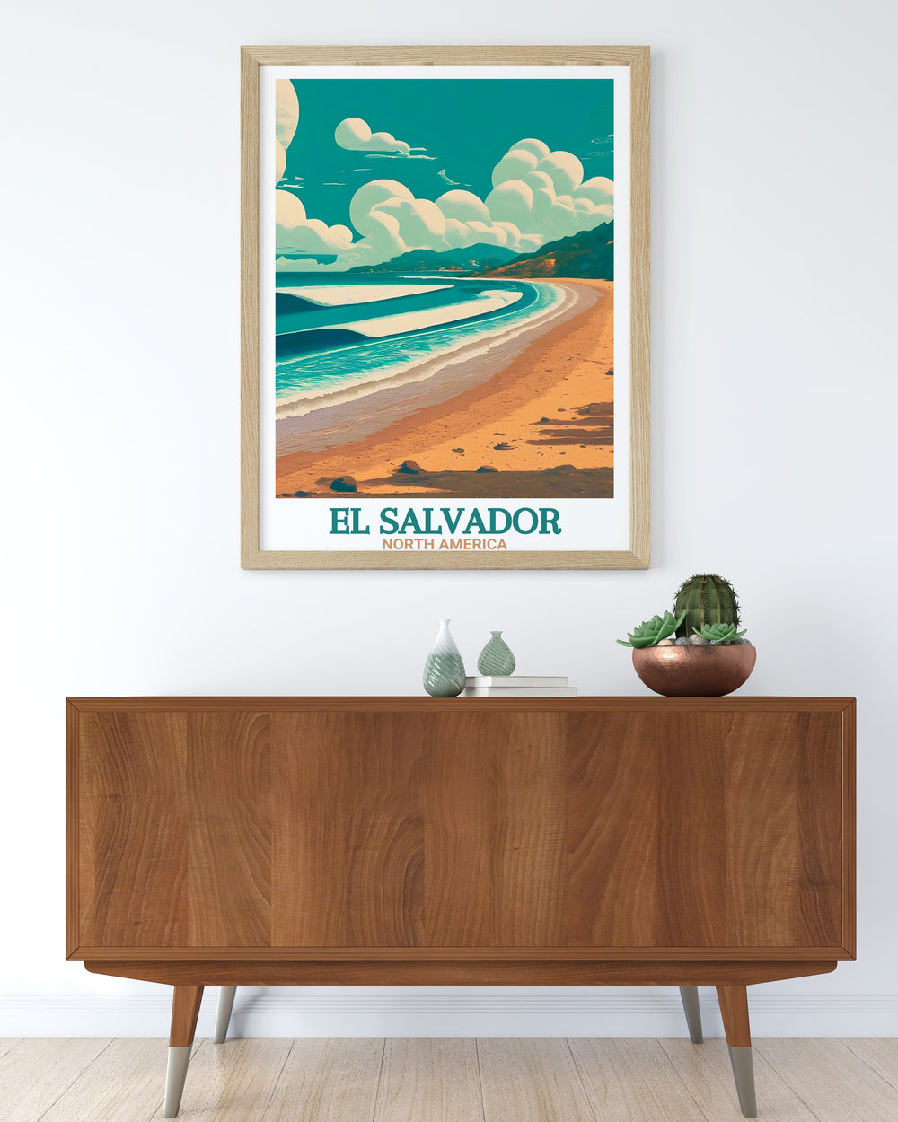 El Salvador print of El Tunco Beach displaying a captivating beach scene with rich color palettes ideal for wall art and travel enthusiasts who appreciate El Salvadors natural beauty and unique landscapes a perfect addition to any art collection or home decor