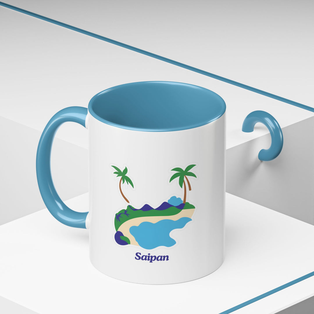 Bring a touch of island elegance to your day with this Saipan mug showcasing beautiful designs of Saipans natural beauty. Durable ceramic, dishwasher and microwave safe, perfect for coffee and tea lovers. An ideal gift for travelers and those who love unique destinations.