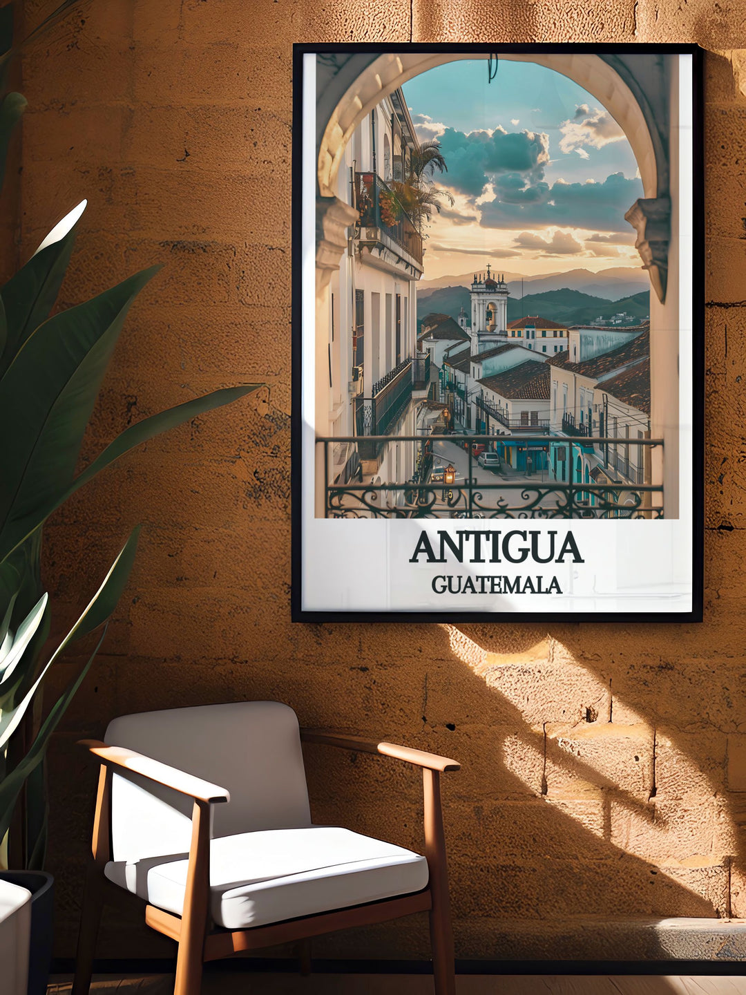 Antigua Guatemala Cathedral matted print in a fine line black and white style perfect for enhancing your home or office decor with a piece of cultural heritage