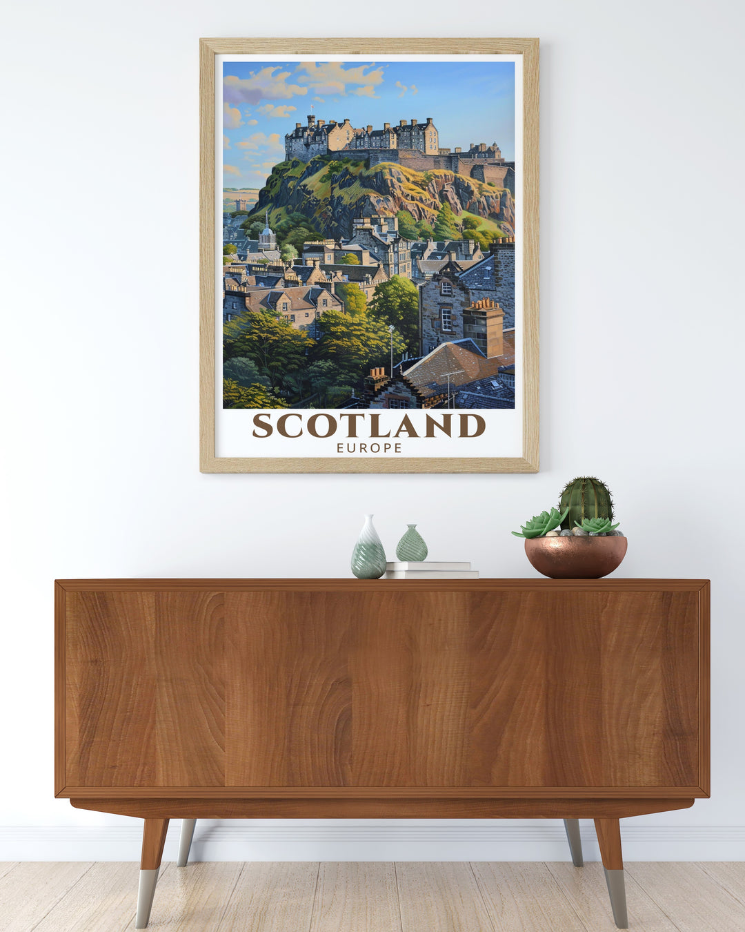 A stunning poster print of Loch Lomond, Scotland, capturing the tranquil lake surrounded by lush greenery and Highland mountains. Ideal for anyone looking to bring the beauty of Scotland into their living space.