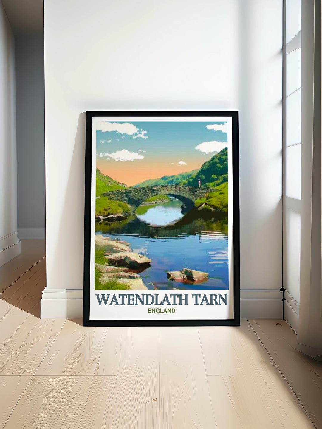 Watendlath Packhorse Bridge featured in a Lake District Poster Print with serene Watendlath Tarn and picturesque Cumbria landscape ideal for elegant home decor