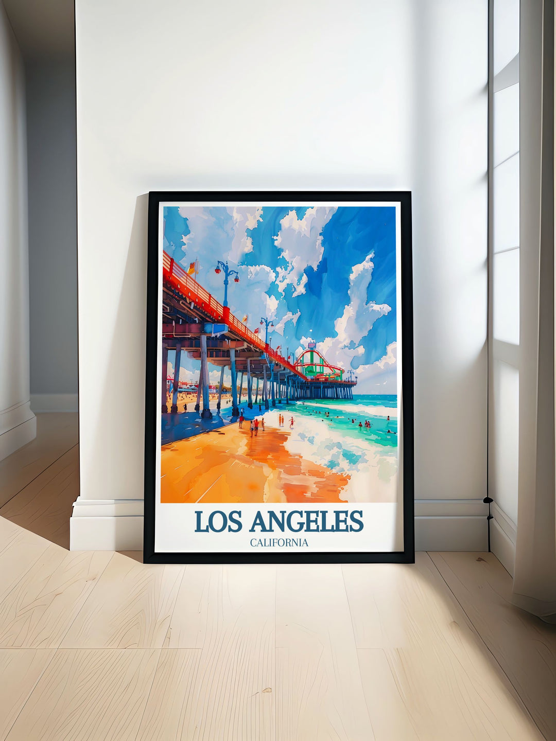 Santa Monica Pier Oceanfront Amusement Park print showcasing the lively atmosphere and vibrant colors perfect for modern home decor this Los Angeles wall art brings a touch of California charm to any living room bedroom or office space