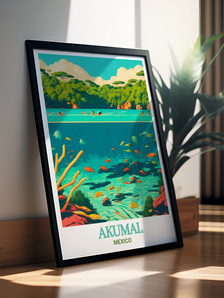 Akumal Colorful Art showcasing Yal Ku Lagoon perfect for Christmas gifts and adding vibrancy to your home