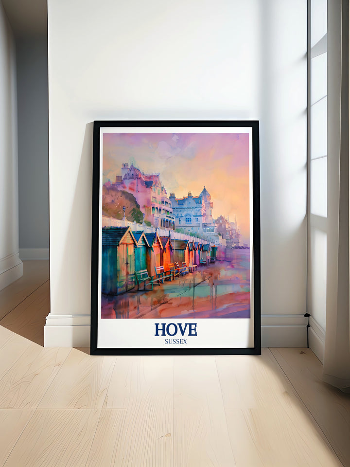 A stunning illustration of the Hove Esplanade along the English Channel, this art print captures the tranquil atmosphere of Englands seaside towns. Perfect as a gift or for your own coastal inspired decor.