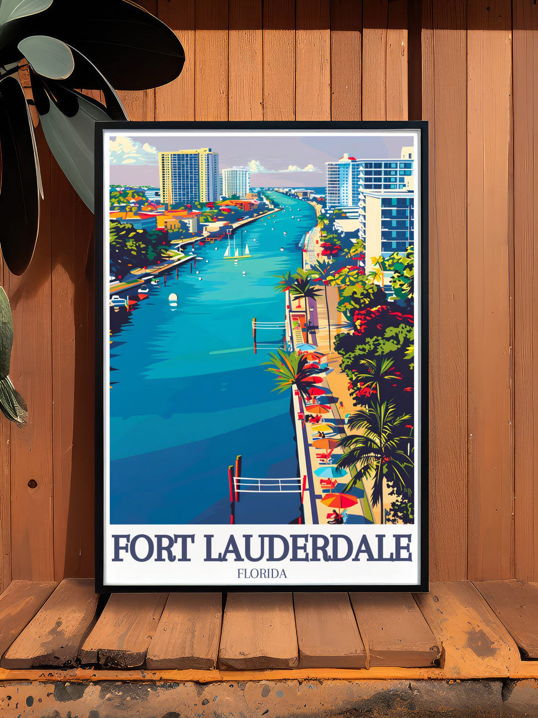 Personalized Fort Lauderdale Gift offering a custom touch to this travel poster, making it an ideal gift for lovers of Florida or anyone who has fond memories of Fort Lauderdale.