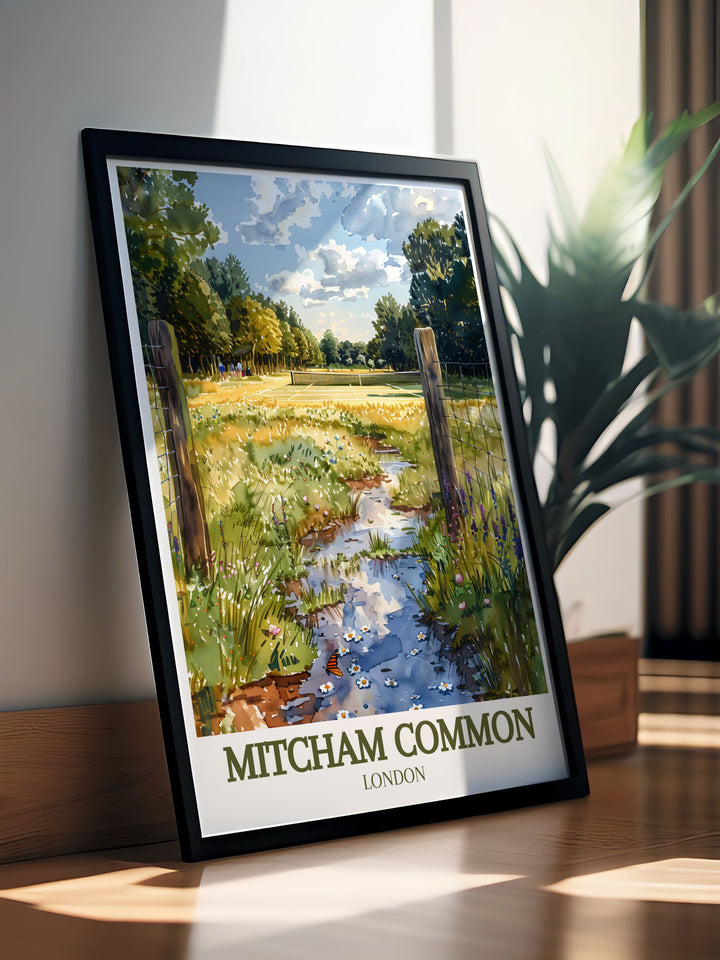 Mitcham common pond artwork makes a thoughtful and unique wall art print gift ideal for birthdays anniversaries or special occasions these prints capture the serene beauty of this South London location making them a cherished addition to any home