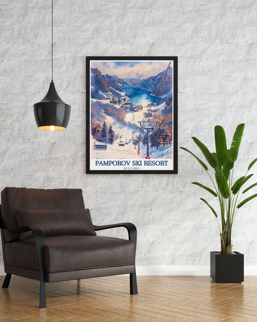 Smolyan Lakes Rhodope Mountains framed print featuring a stunning view of Snezhanka Peak in Pamporovo capturing the beauty and thrill of winter sports perfect for modern home decor and gifts for skiing enthusiasts