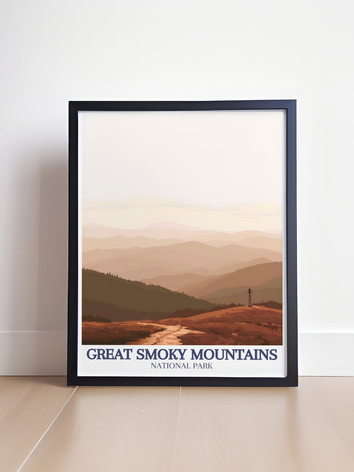 Featuring the Great Smoky Mountains and the Appalachian range, this wall art is a timeless reminder of the natural beauty of the American wilderness. Ideal for home or office décor.