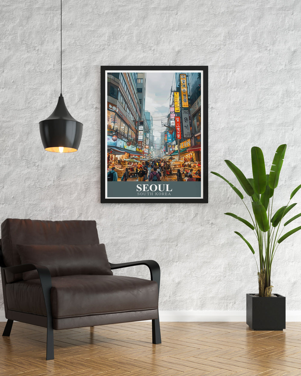 Beautiful Seoul Poster showcasing Myeongdong Shopping Street ideal for adding a touch of South Korean city life to your home decor