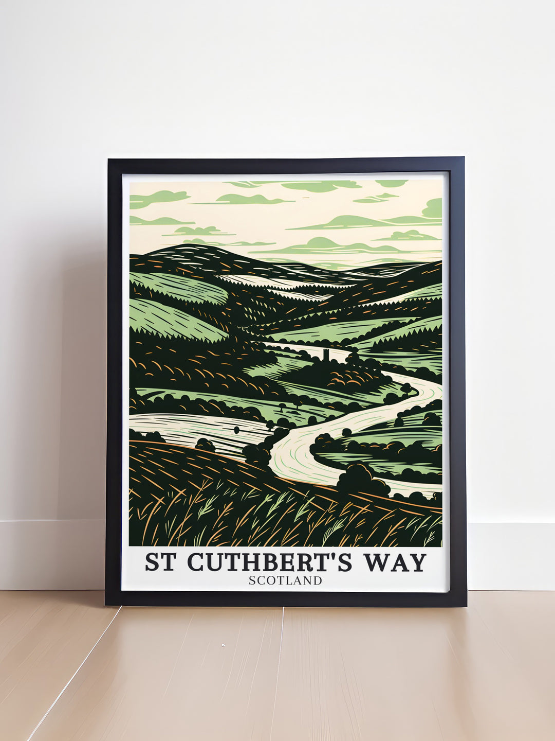 Bring the beauty of River Tweed St Boswells and Lindisfarne Castle into your living space with this stunning St Cuthberts Way poster perfect for anyone who appreciates vintage hiking prints and the breathtaking landscapes of the Scottish Borders