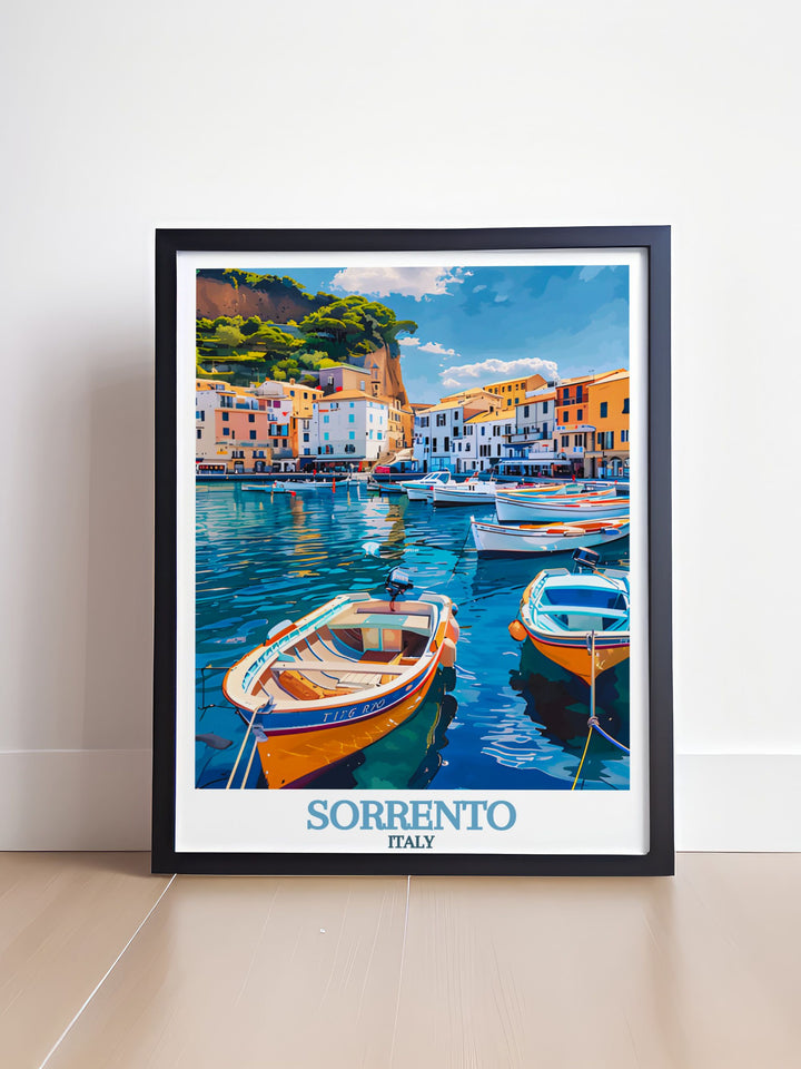 The Sorrento art print and Marina Grande perfect wall decor offer a blend of colorful art and detailed map designs ideal for enhancing your living space.