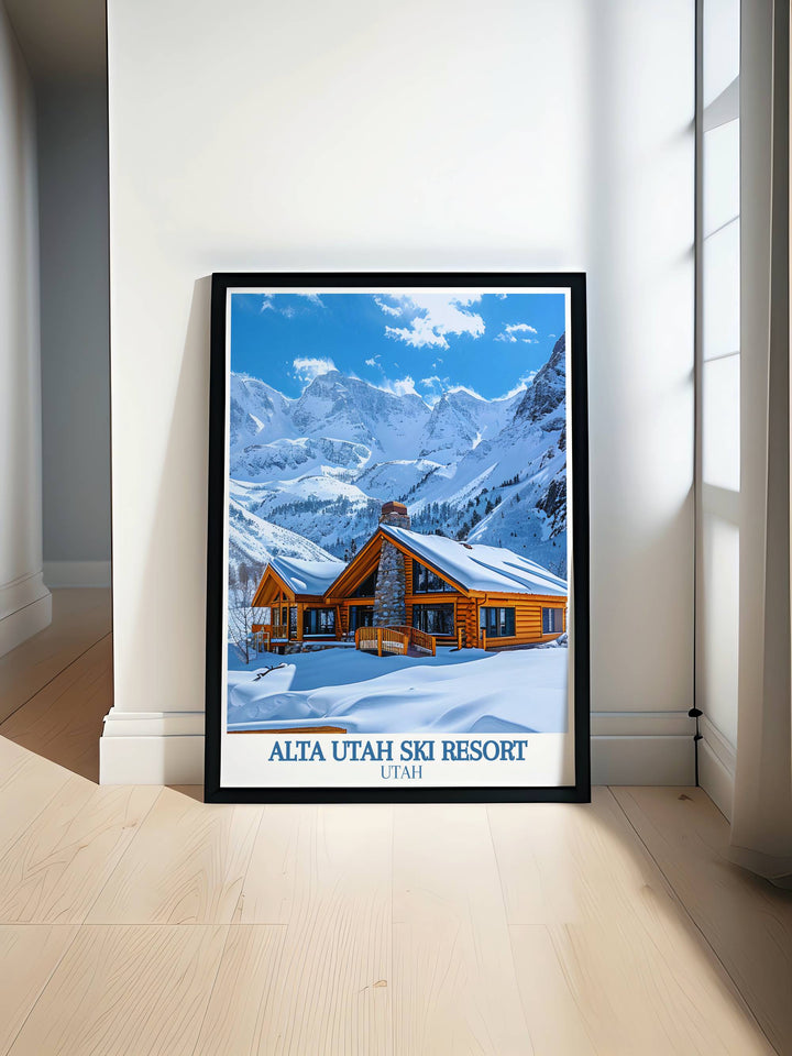 Alta Utah Poster showcasing the breathtaking landscapes of Alta Ski Resort perfect for adding a touch of adventure and natural beauty to any living space Rustler Lodge framed prints for elegant home decor