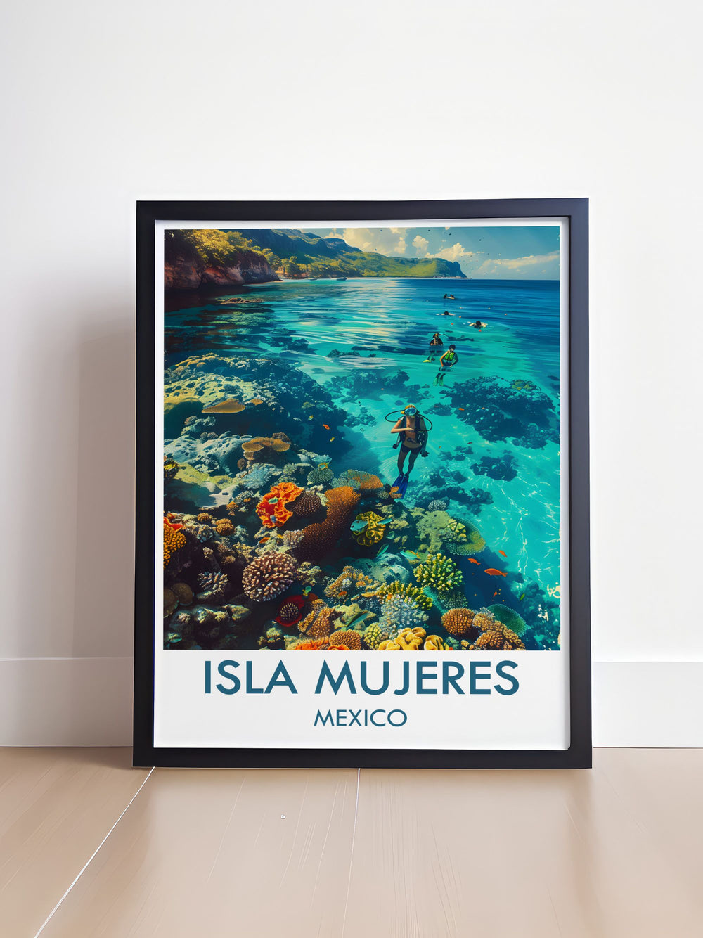 Custom print of Garrafon Natural Reef Park, capturing the parks thrilling zip lines and scenic hiking trails, ideal for those who love outdoor adventures and breathtaking views.