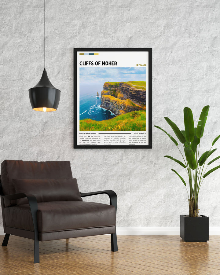 Moher Cliffs Gift art print capturing the beauty of the Cliffs of Moher ideal for enhancing home decor or as a special gift bringing a piece of Irelands coastline into any space