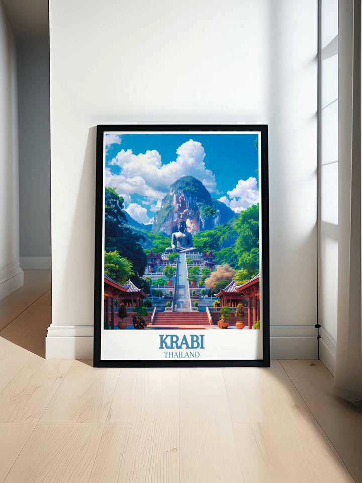 Experience the serene beauty of Tiger Cave Temple with our Modern Prints and Framed Prints. These stunning visuals add a touch of spiritual elegance to any room while celebrating the charm of Thailand Travel.