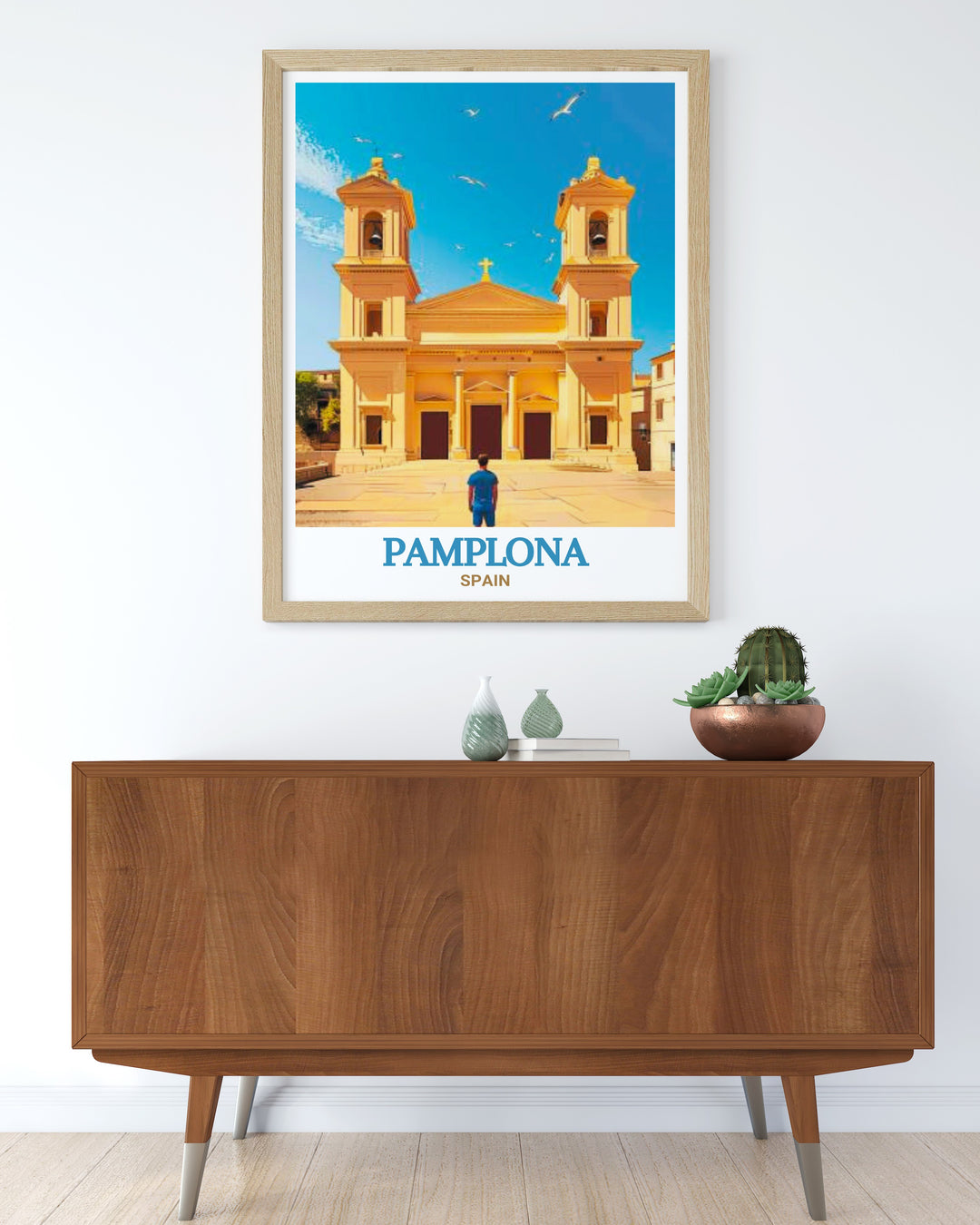 Pamplona Cathedral is elegantly depicted in this Spain Travel Print offering a unique blend of history and artistry. This print makes a thoughtful Pamplona travel gift perfect for adding a touch of Spain to your living room office or any space in need of beautiful decor.