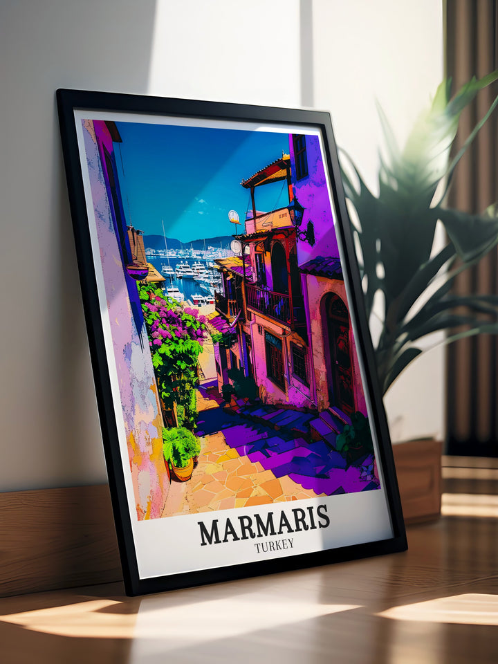 Marmaris Art and Turkey Print combined with the beauty of Marmaris Marina Downtown Marmaris Stunning wall art perfect for anyone who loves to travel and appreciates the rich culture and scenic landscapes of Turkey Ideal for home decor and thoughtful gifting