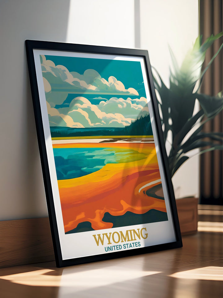 Jackson Hole Print featuring the rugged charm of Jackson Hole Wyoming alongside Yellowstone National Park Modern Art for sophisticated and stylish home decor