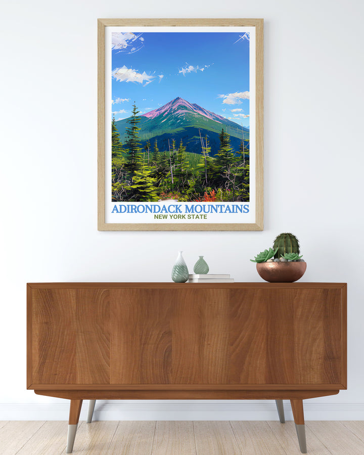 Mount Marcy prints offer an elegant portrayal of the Adirondack Mountains making them ideal for nature lovers looking to enhance their living spaces with New York inspired art